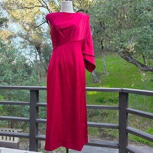 NWOT THEIA SCARLET SATIN MIDI DRESS SIZE 4